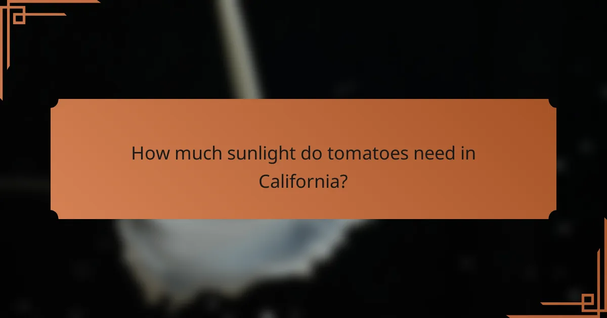 How much sunlight do tomatoes need in California?