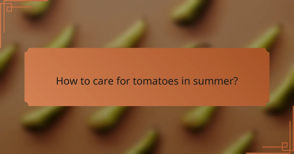 How to care for tomatoes in summer?
